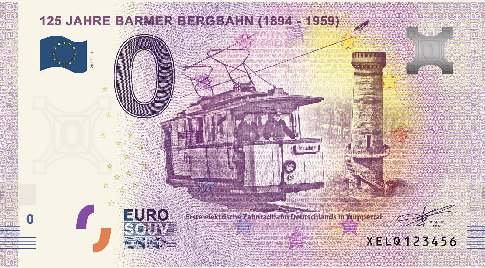 Ein 0-Euro-Schein für die Barmer Bergbahn