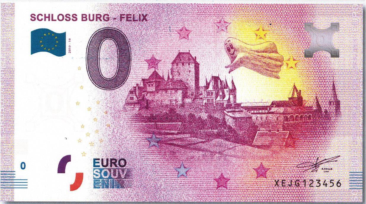 Schloss Burg mit zehntem 0-Euro-Schein