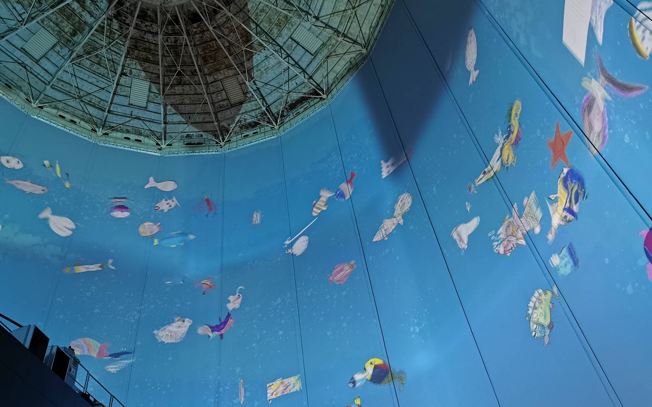Der Heckinghauser Gaskessel als virtuelles Aquarium.