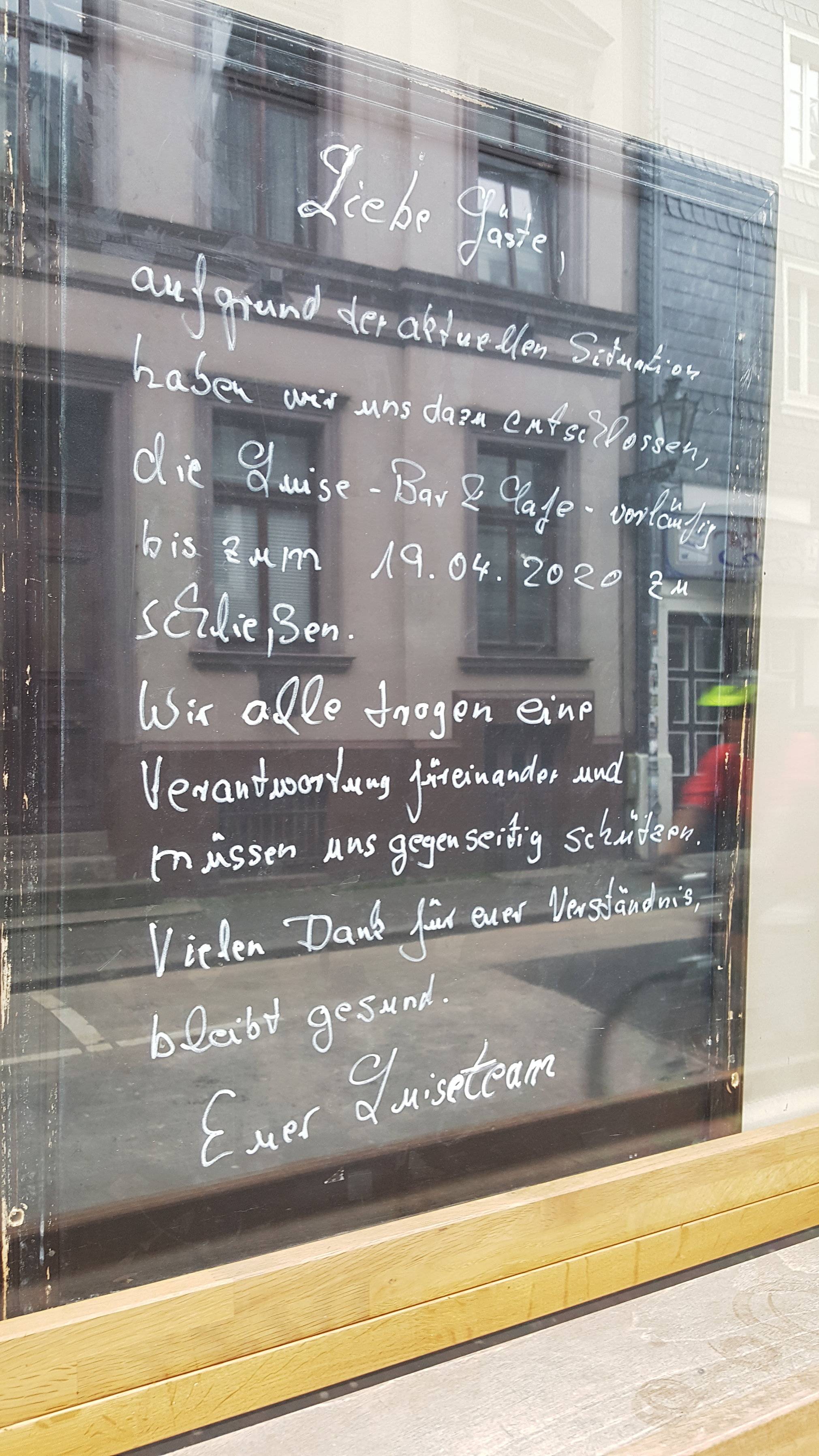 Auch das Café Luise an der Luisenstraße ist geschlossen....