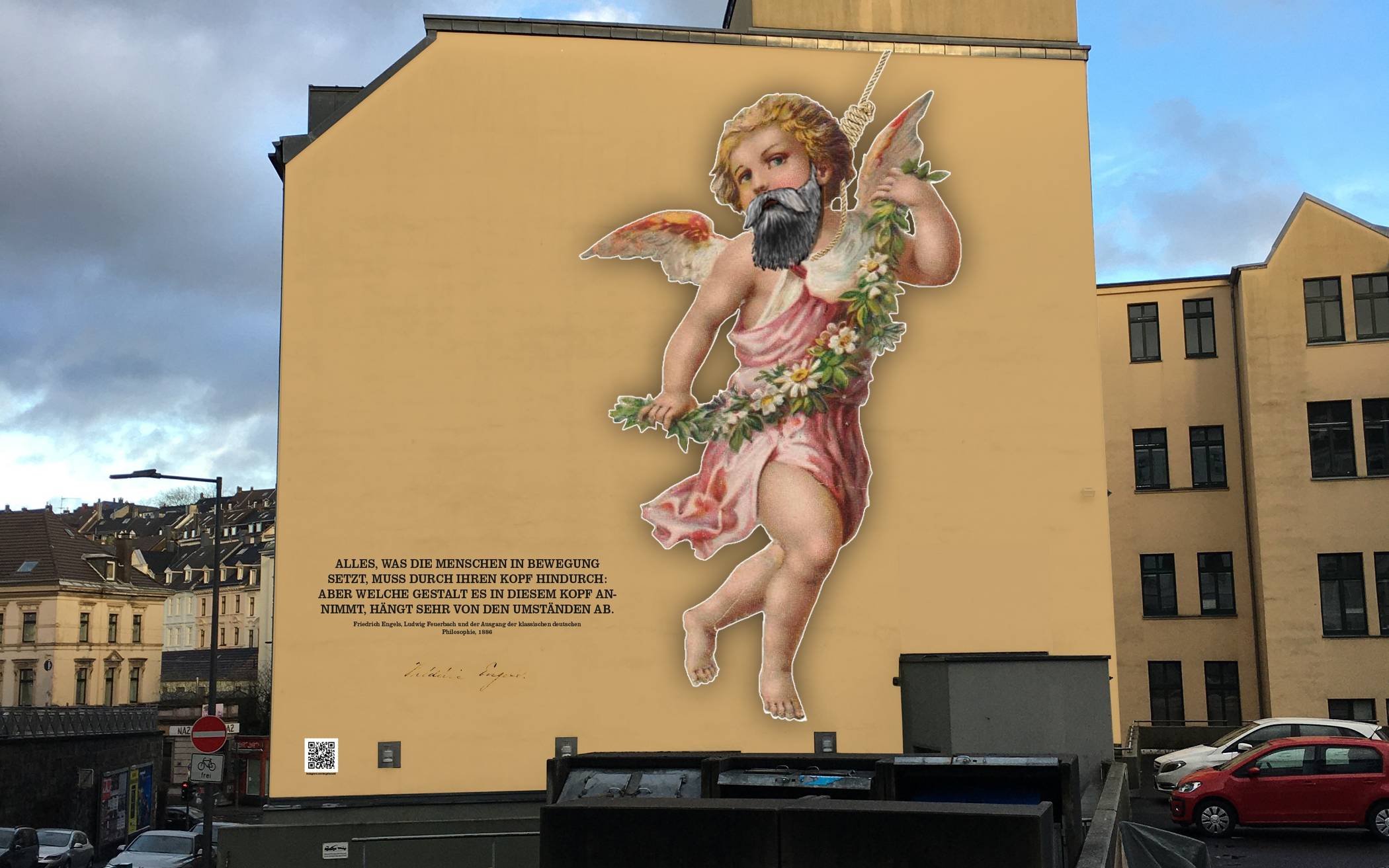 Eine Montage des Motivs vor, die