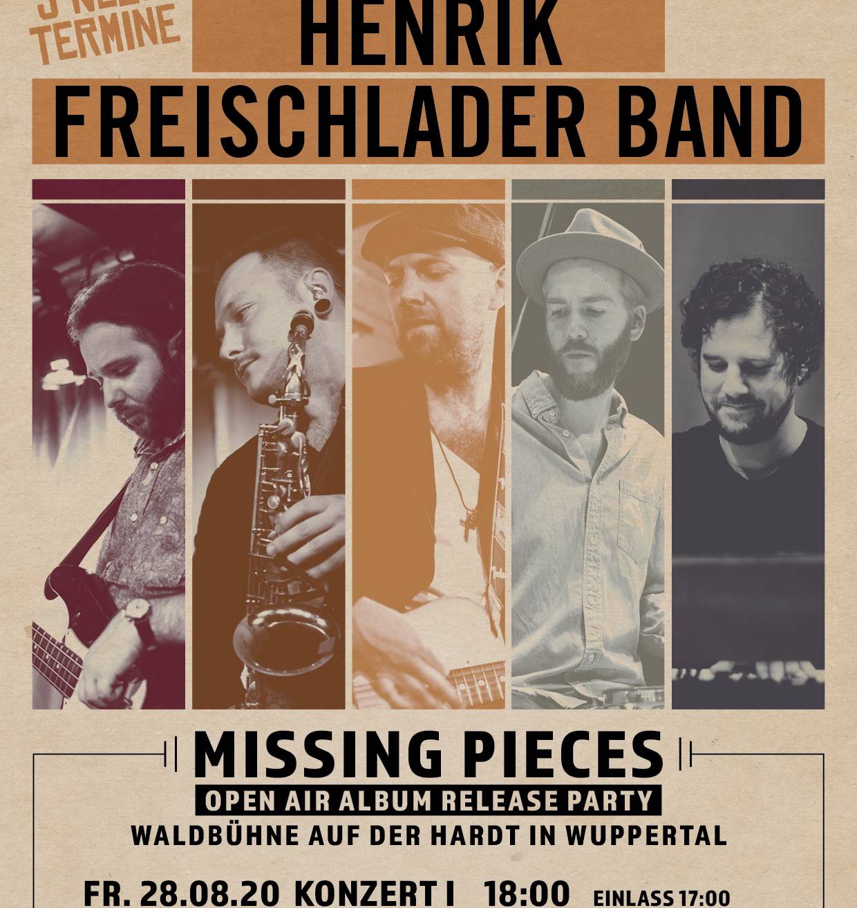 Das Plakat zum Fünffach-Auftritt der Freischlader-Band.