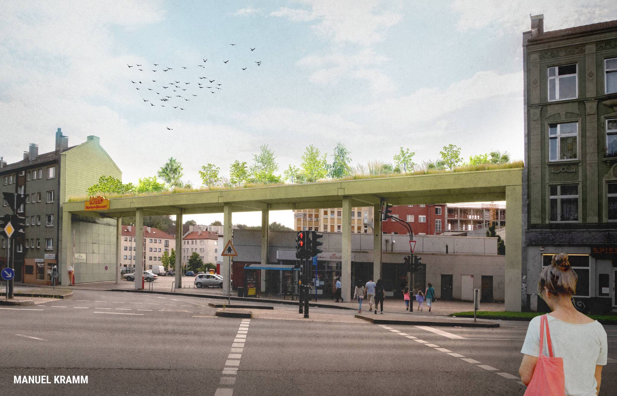  Alternativvorschlag zur Graffiti-Lösung - intensive Dachbegrünung für das Steinbecker Tor. 