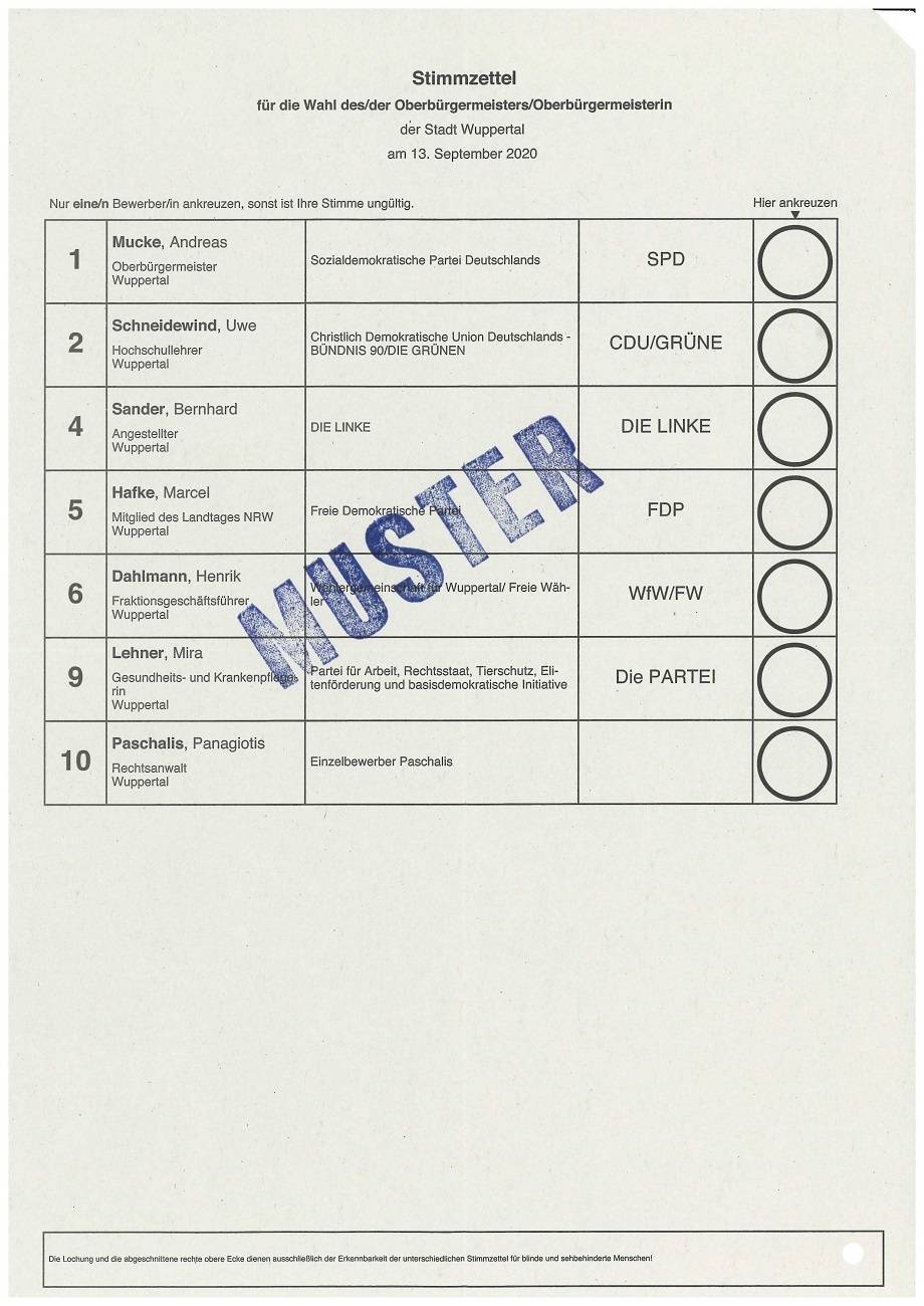 Der Stimmzettel für die OB-Wahl.