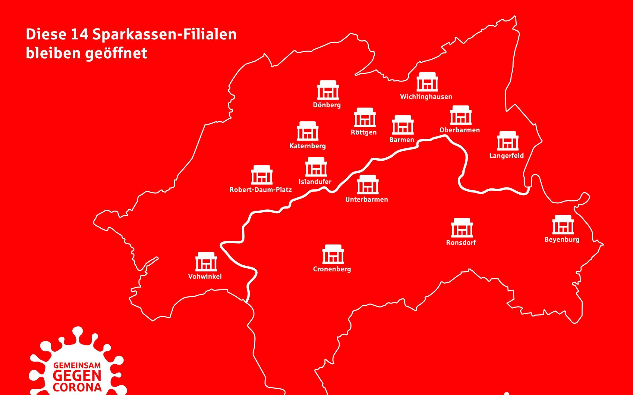 Sparkasse Wuppertal: Vorübergehend nur 14 von 34 Filialen offen